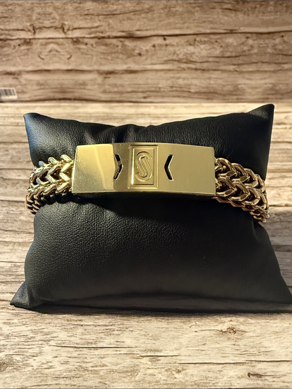 Men’s Gold Plated Thick Chain Bracelet Wallet Strap with S Logo